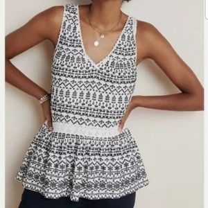 Maeve by Anthropologie used sleveeles top, size XS, black and white.